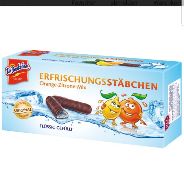 Orange/Lemon Filled Chocolate Fingers (Erfrischungsstäbchen) 75g